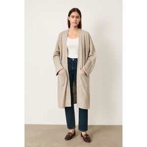 NWT DONNI. Gray Stripe Soft Ribbed Cardigan Sweater Pullover Women's One Size